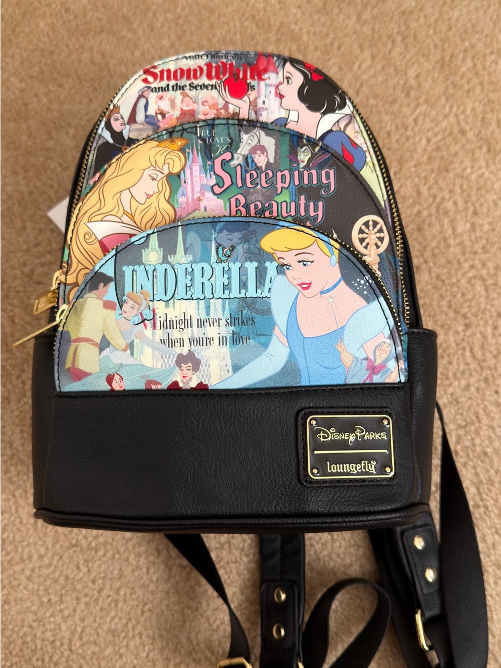 Disney Parks Loungefly Black Disney Princess Collage Mini Backpack